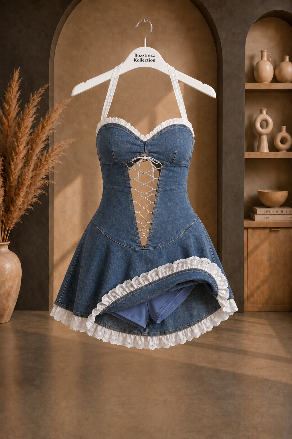 Harper Lace Denim Dress