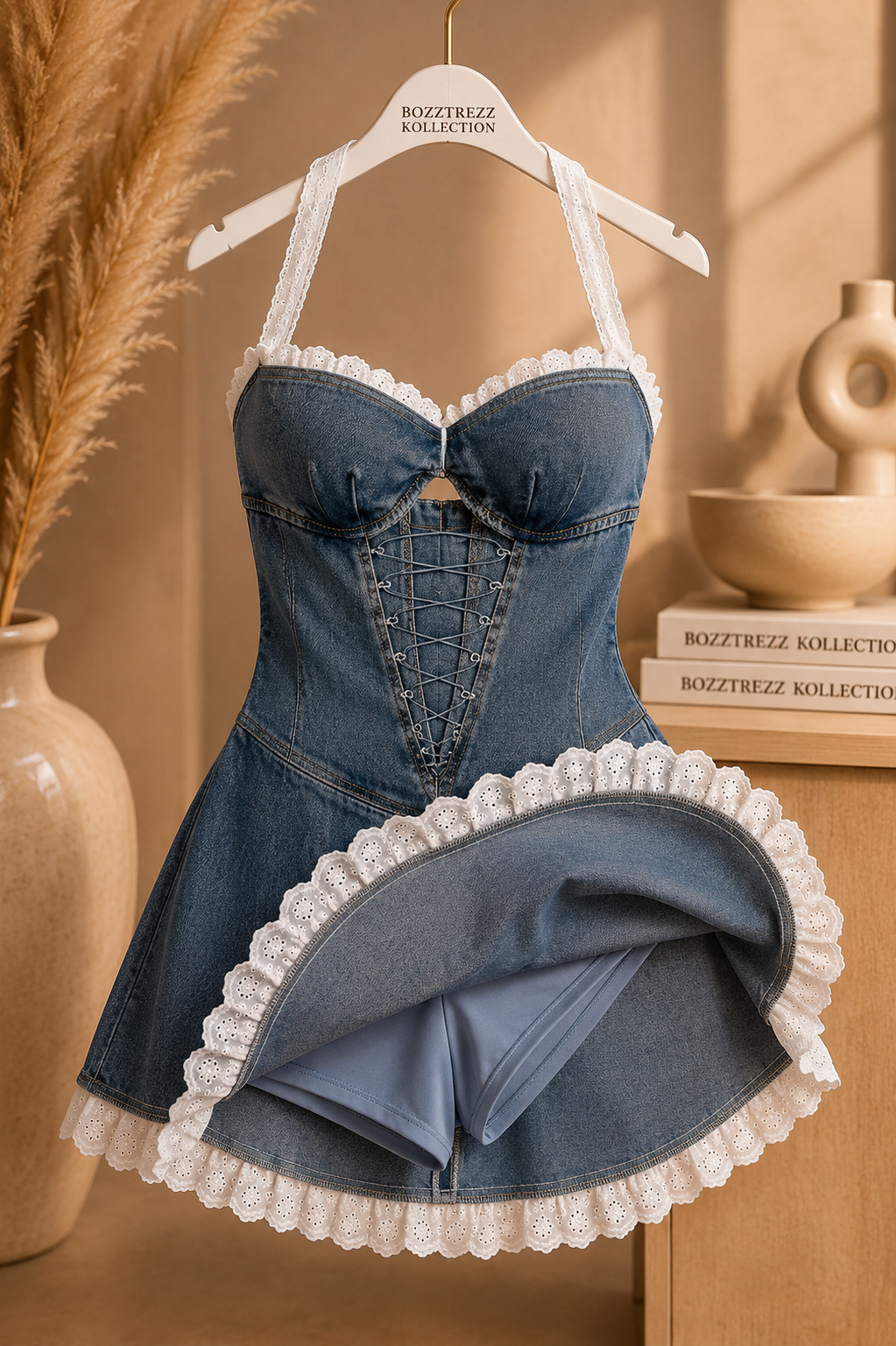 Harper Lace Denim Dress